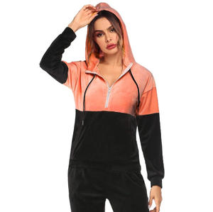 Chaqueta activa de 2 piezas con estampado sólido informal para mujer, chándal con capucha y cremallera, ropa de descanso para Otoño e Invierno para adultos, conjuntos de talla grande para mujer - Product Image 6