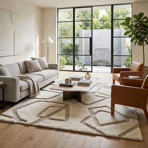 Modern Geometric 3D Stereo Area Rug Soft Floor <b>Mat</b> Neutral Pattern for Living Room Bedroom Bathroom - Product Image 4