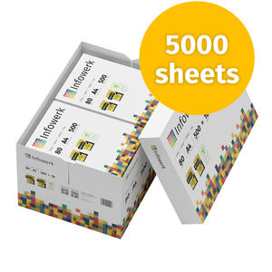 Infowerk A4 80gsm Premium imprimante et papier à copier 5000 feuilles haute blancheur certifié CIE160 PEFC - Product Image 1