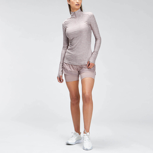 Pantalones cortos de mujer de doble capa con cordón hecho a medida poliéster hecho liso en blanco ropa de gimnasio pantalones cortos de doble capa para damas - Product Image 6