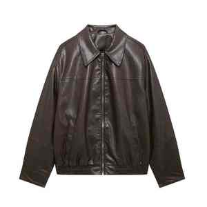 Blouson aviateur homme à manches longues avec fermeture éclair élastique en faux cuir pour l'automne/hiver Design élastique élégant - Product Image 1