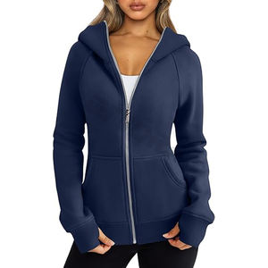 Sweat à capuche zippé personnalisé en polaire à manches longues pour femme – Design élégant, idéal pour la gym, style pull, saison hivernale, livraison rapide - Product Image 1