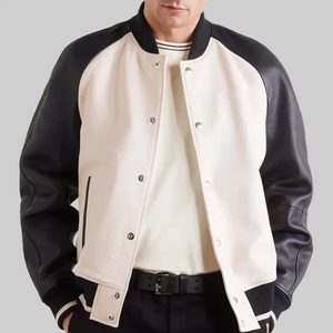 Veste d'hiver décontractée en toile 100% laine, lourde et chaude, veste de basket-ball pour homme avec logo personnalisé en relief - Product Image 1