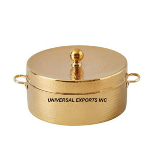 Marmite en métal à double paroi Casserole design blanche faite à la main Réchauffeur d'aliments en métal de luxe de meilleure qualité - Product Image 2