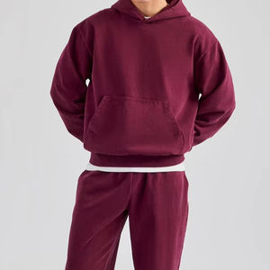 ชุดวอร์มผ้าฟลีซสำหรับผู้ชายชุดวอร์มเล่นกีฬามีฮู้ดมีซิปกางเกงวิ่งจ๊อกกิ้งทรงโอเวอร์ไซส์ชุดกีฬาสองชิ้นสำหรับผู้ชาย - Product Image 5