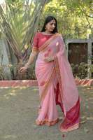 Sari indien prêt-à-porter en géorgette lourde avec bordure à sequins, tenue ethnique pour fêtes et événements, vente en gros