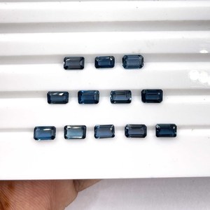 Piedra preciosa suelta de corte Octágono de Topacio Azul Londres Natural de alta calidad, piedra de corte esmeralda de 9mm para la fabricación de joyas, altura de 8mm - Product Image 2