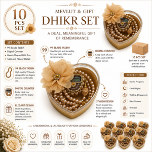 Set de Tasbih Digital Dorado con Contador, Caja de Mica en Forma de Corazón, Zikirmatic, Regalo Islámico para Bodas, Ramadán, Mevlut, Hajj, Umrah, con Empaque - Product Image 2