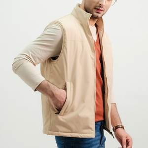 Chaleco de lona acolchado con cuello redondo para hombre, calentador de cuerpo de invierno personalizado con relleno de poliéster 100% - Product Image 5