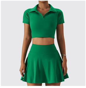 Nouveau Jupe de fitness Sports de plein air Col zippé Robe de tennis Robe uniforme netball personnalisée Robe de tennis pour femmes pour filles - Product Image 6