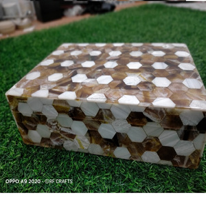 Premium <b>Wood</b> Serving Tray <b>with</b> Seashell Mother of Pearl Inlay Storage Jars Shell <b>Lid</b> Jewelry <b>Boxes</b> Gift from United Trade World - Product Image 5