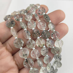 Cuentas Facetadas en Forma de Moneda con Punto Verde de 8-9 mm, 20-22 Cuentas en un Hilo de 8 Pulgadas, para Fabricación de Joyería Artesanal, Cuentas Redondas con Punto Verde - Product Image 4