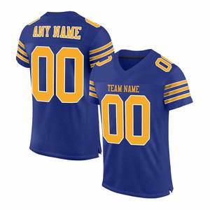 Adult Men Football Jersey Blue Color Short Sleeve <b>Polyester</b> Made American Football Exercise <b>Shirt</b> - Product Image 4