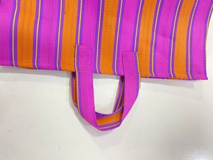 Eco-Friendly Custom Handloom Recycled <b>Nylon</b> <b>Tote</b> Cosmetic <b>Bags</b> Fashionable Striped Woven Shopping Pouches Reusable <b>Zipper</b> - Product Image 2