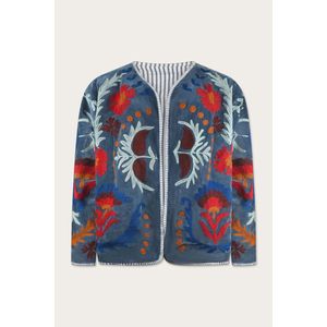 Custom Logo Embroidery RAJASTHANI TEXTILE Ladies Bomber Style Quilted Floral Pattern <b>Sequins</b> Cotton Full Sleeve Embroidered - Product Image 2