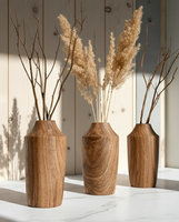 Vase de table en bois éco-responsable au fini naturel, support floral artisanal, diamètre personnalisable, décoratif pour mariage AZ