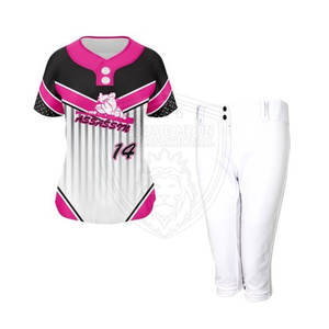 Jersey de softball para mujer con detalle de tuberías en contraste Conjunto completo de softball para mujer con pantalón y Jersey personalizado - Product Image 1