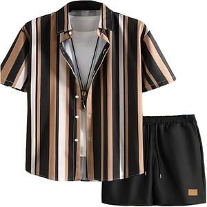 Conjuntos de Ropa Exterior Transpirable de Verano para Hombre, Estilo Vintage, Estampado Completo, Secado Rápido, Pantalones Cortos y Camisas con Cintura Elástica - Product Image 1