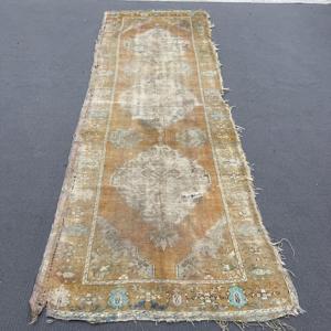 Turkish Vintage <b>Rug</b>, 3.5x9.5 ft <b>Runner</b> <b>Rug</b>, Brown Moroccan <b>Rug</b> - Product Image 1