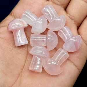 Pierre précieuse en quartz rose naturel en forme de champignon, sculptée à la main, cristal de 22 mm, pierre de guérison - Product Image 5