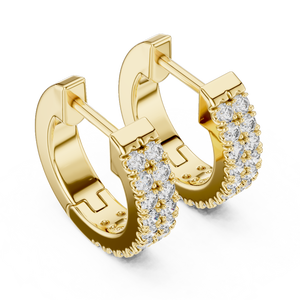 Double Row Round Moissanite <b>Huggie</b> Hoop Earrings 925 Sterling <b>Silver</b> - Product Image 5