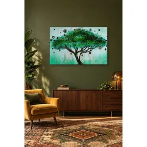 Impression sur toile à motif de points d'arbre magique vert Fida - Product Image 4