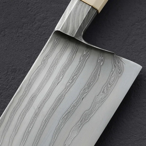 High Quality Customized Stainless Steel Cleaver with White Micarta <b>Handle</b> Etched Blade for Chef's Use With Sheath - Product Image 2