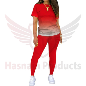 Conjuntos de verano de dos piezas de alta calidad para mujer, traje deportivo de cuello redondo con bloque de colores, conjunto deportivo informal, conjuntos transpirables de talla grande para mujer - Product Image 4