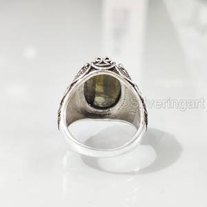 Mayorista Anillo para hombre Natural AAA Fuego azul Labradorita Piedra preciosa Anillo de piedra natal Joyería oriental otomana Anillo de plata esterlina 925 - Product Image 6