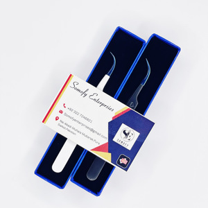 Pinzas de pestañas curvas de acero inoxidable con logotipo personalizado, las mejores puntas de fibra, pinzas de extensión de pestañas profesionales sostenibles - Product Image 3