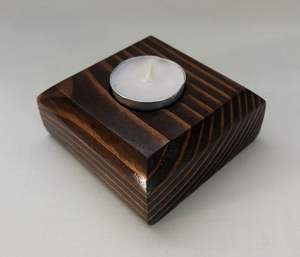 Porte-bougie créatif en bois pour bougies chauffe-plat, centre de table de Pâques pour la maison et le bureau, style artistique rustique fait main, résistant à la chaleur - Product Image 3