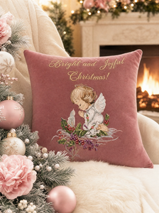 Bohemian Vintage Christmas Embroidered <b>Throw</b> Pillow Square Velvet Decorative Cushion Cover Angel Design Removable Washable - Product Image 4