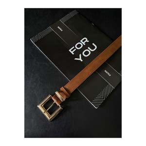 Ceinture pour femme avec boucle carrée dorée, ceinture pour pantalon, ceinture pour veste, ceinture pour robe - Tan - Product Image 3