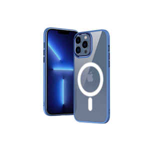 Coque en silicone chromé bleu marine Netzy compatible MagSafe pour iPhone 13 Pro Max, forme rectangulaire, style Ins, transparente - Product Image 3