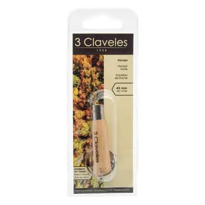 Coltello con lama in acciaio inossidabile da 45 mm e portachiavi in legno da 55 mm (3 Claveles 01786) - Product Image 4
