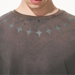 T-shirt vintage streetwear d'été pour homme, 100 % coton, manches courtes délavées, coupe oversize personnalisable, devant - Product Image 3