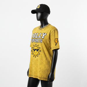 Camiseta de Mujer con Lavado Ácido, Algodón Premium Jersey 200 GSM, Suave, Amarillo Vintage, Corte Holgado, Impresión Serigrafiada, Logotipo Personalizado, Transpirable - Product Image 4