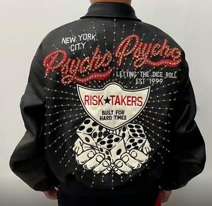 Vente en gros dans l'industrie directe de bombardier décontracté hiver personnalisé rose-blanc veste bicolore Varsity Letterman à snap complet - Product Image 4