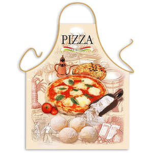 100% Cotton Pizza Bib <b>Apron</b> <b>Leather</b> Strap Reusable Kitchen Waist <b>Apron</b> for Cleaning Embroidered Washable for Food BBQ Barber - Product Image 1