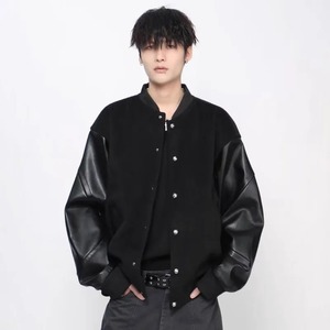 Broderie avant Vintage Baseball Letterman Varsity vestes pour hommes col montant grande taille hiver saison 100% laine coupe-vent - Product Image 2