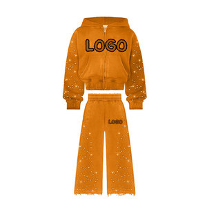 Ensemble de survêtement décontracté à capuche unisexe de qualité supérieure 2026, lavage à l'acide, strass, pantalon de survêtement - Product Image 5