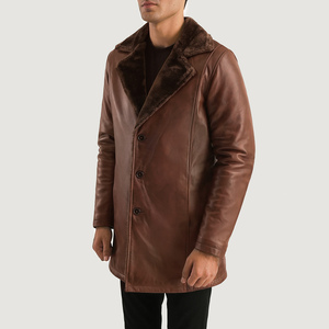 Dean Brown hommes décontracté hiver cuir Biker veste légère peau de mouton coupe-vent brodé support haute rue haute chauffée - Product Image 6