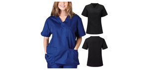 2025 femmes solide Stretch uniforme été gommage col en V haut Cargo conique survêtement pantalon infirmières logo personnalisé fabriqué au Pakistan OEM travail - Product Image 3