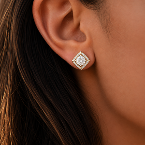 ต่างหูเพชรทรงกลมแบบ Halo ได้รับการรับรองจาก IGI เพชร CVD แท้ ต่างหูเพชรทองคำแท้ 14K 18K ขายส่ง - Product Image 2