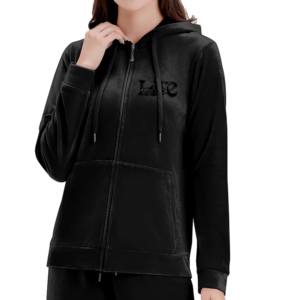 <b>Women's</b> Hooded Zip-Up Sweat Suits Set Solid Pattern <b>Velour</b> Fleece Active Wear <b>Tracksuit</b> 2 Piece Outfits 100% Cotton - Product Image 2