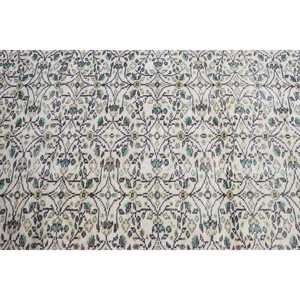 Tapis vintage 3,6x6,9 pieds, tapis turc, tapis blanc et bleu avec motifs de plantes et d'arbres - Product Image 4