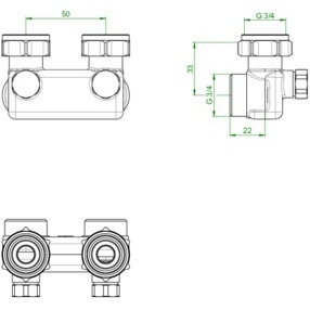 Válvula Angular con Función de Cierre y Conexión en Ángulo de 50 mm para Conexión Hembra de 3/4" x Macho de 3/4" - Product Image 4