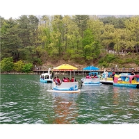 Bateau gonflable flottant en fibre de verre personnalisé en usine, pour la pêche, les barbecues, les fêtes, et équipement de jeu aquatique transparent en forme de donut