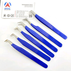 Nouvelle pince à épiler d'extension de cils à pointe pointue enduite de poudre bleu royal Vente en gros de logo personnalisé en acier durable - Product Image 3