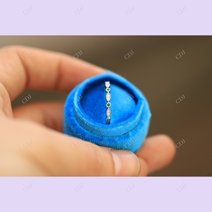 Nouvelle conception demi éternité bague en or blanc bande ronde coupe laboratoire diamant bijoux cadeau fête 925 bague de mariage en argent Sterling - Product Image 5